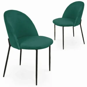 Set di 2 sedie di design velluto verde con gambe nere ARABEL NBC