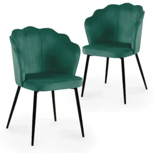 Set di 2 sedie di design velluto verde con gambe nere GARANCE NBC