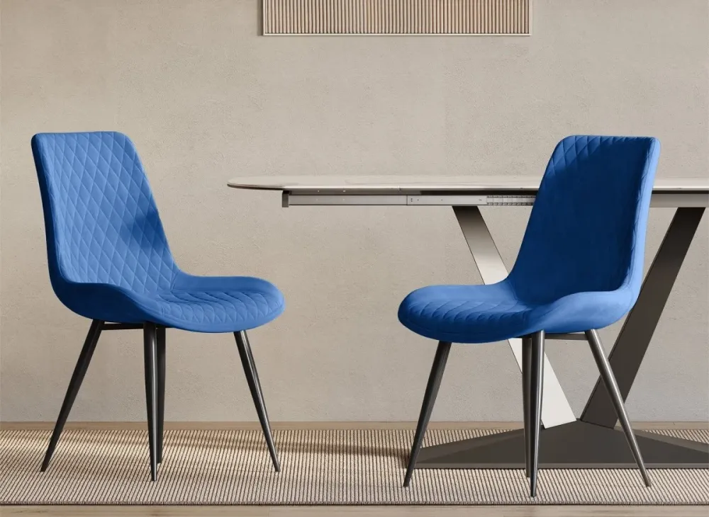 Set di 2 sedie di design YOLA velluto blu NBC