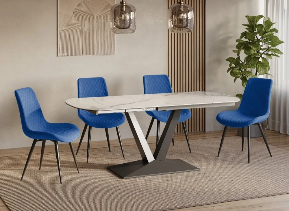 Set di 2 sedie di design YOLA velluto blu NBC