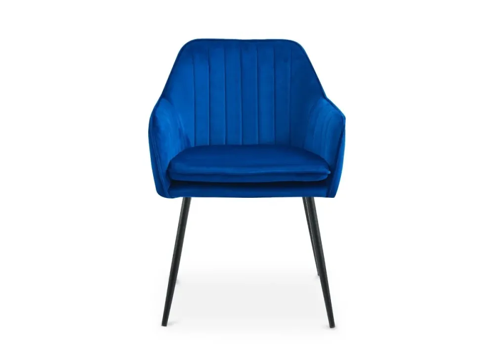 Set di 2 sedie EDWIGE con braccioli velluto blu, piedi neri NBC