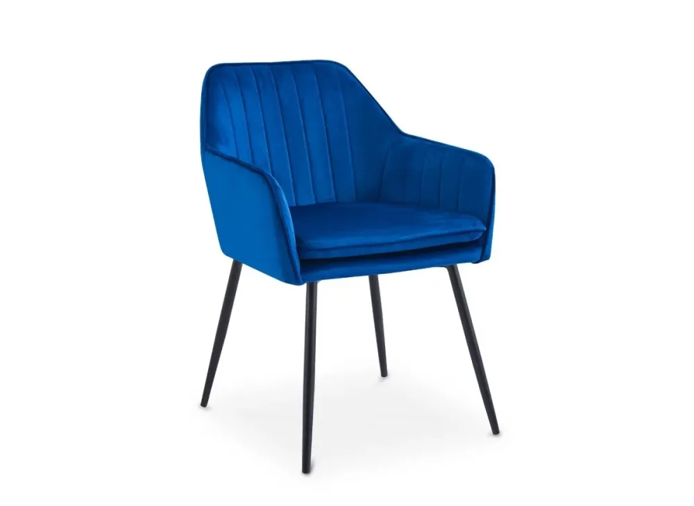 Set di 2 sedie EDWIGE con braccioli velluto blu, piedi neri NBC