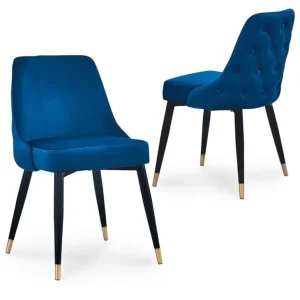 Set di 2 sedie imbottite velluto blu DORINA NBC