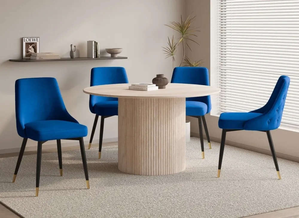 Set di 2 sedie imbottite velluto blu DORINA NBC