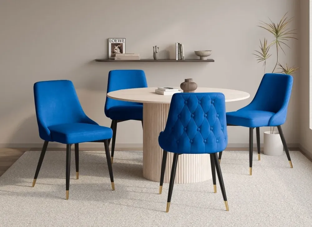 Set di 2 sedie imbottite velluto blu DORINA NBC
