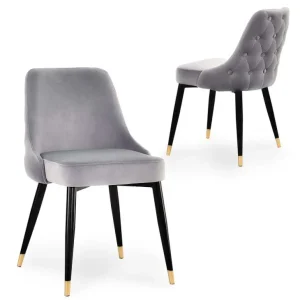 Set di 2 sedie imbottite velluto grigio DORINA NBC
