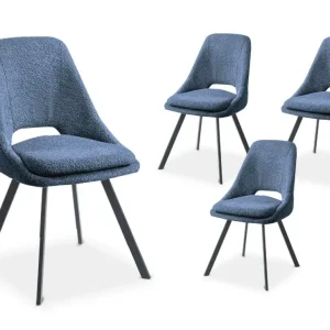 Set di 4 sedie NARCISSE effetto montone blu NBC
