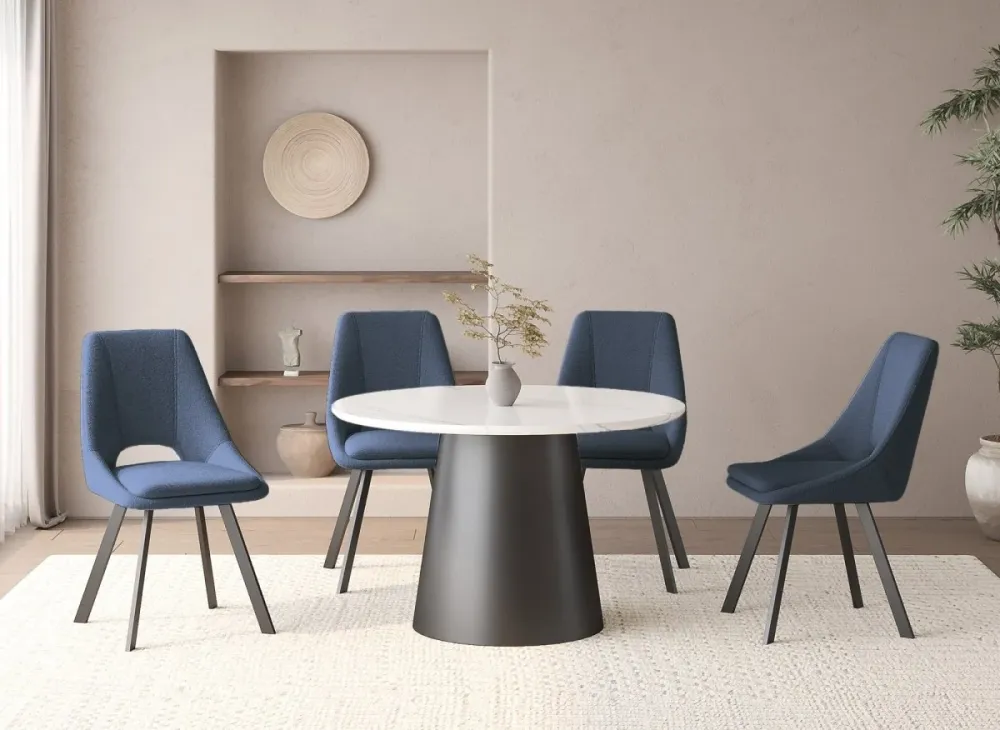 Set di 4 sedie NARCISSE effetto montone blu NBC