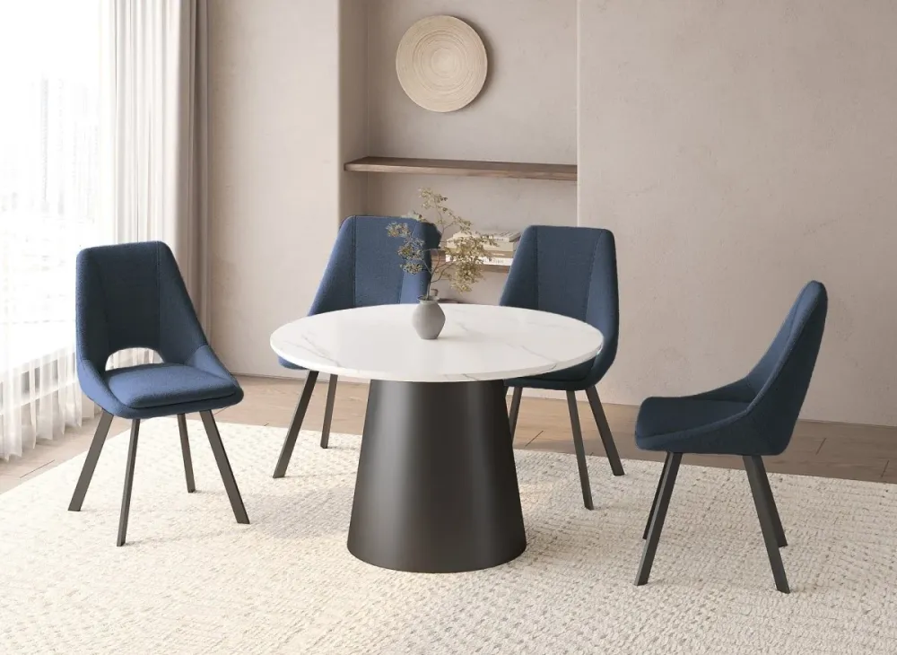 Set di 4 sedie NARCISSE effetto montone blu NBC