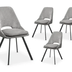 Set di 4 sedie NARCISSE velluto strutturato grigio NBC