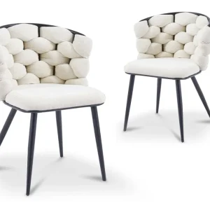 Set di 2 sedie tessuto beige con gambe metallo nero CECILE NBC