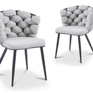 Set di 2 sedie tessuto grigio con gambe metallo nero CECILE NBC