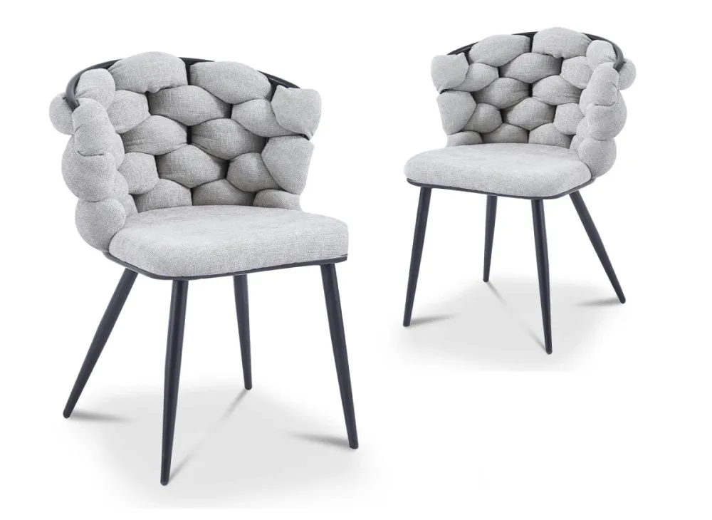 Set di 2 sedie tessuto grigio con gambe metallo nero CECILE NBC