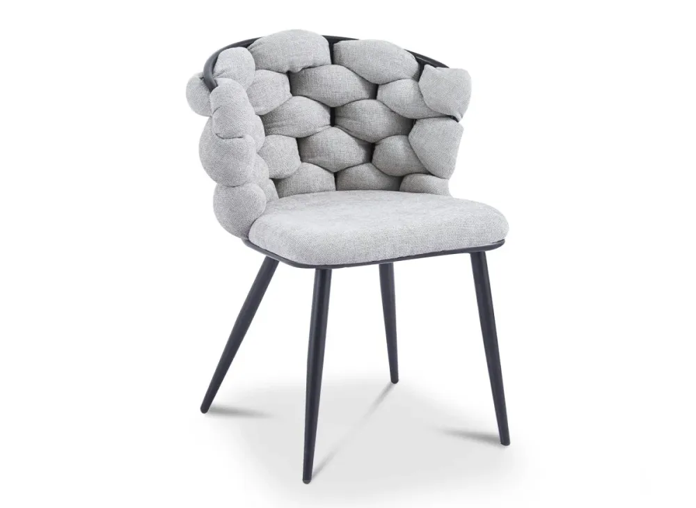 Set di 2 sedie tessuto grigio con gambe metallo nero CECILE NBC