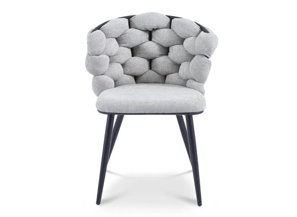 Set di 2 sedie tessuto grigio con gambe metallo nero CECILE NBC