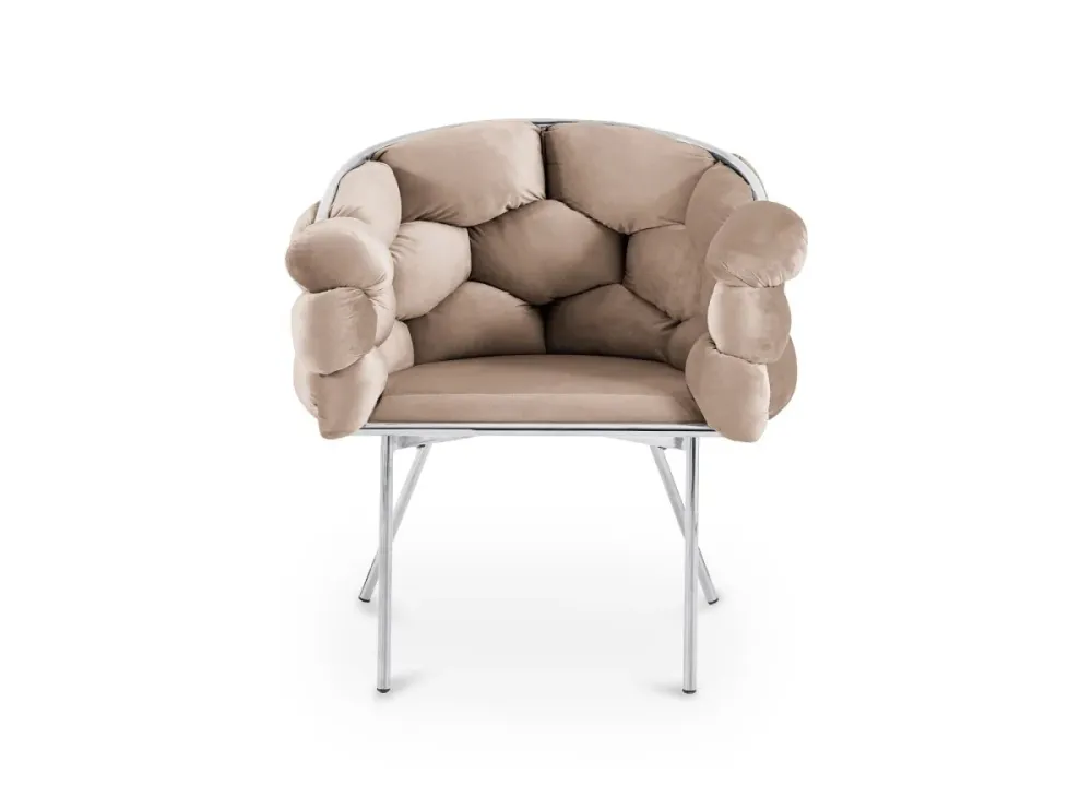 Set di 2 sedie velluto beige con gambe metallo argentato CHARLOTTE NBC