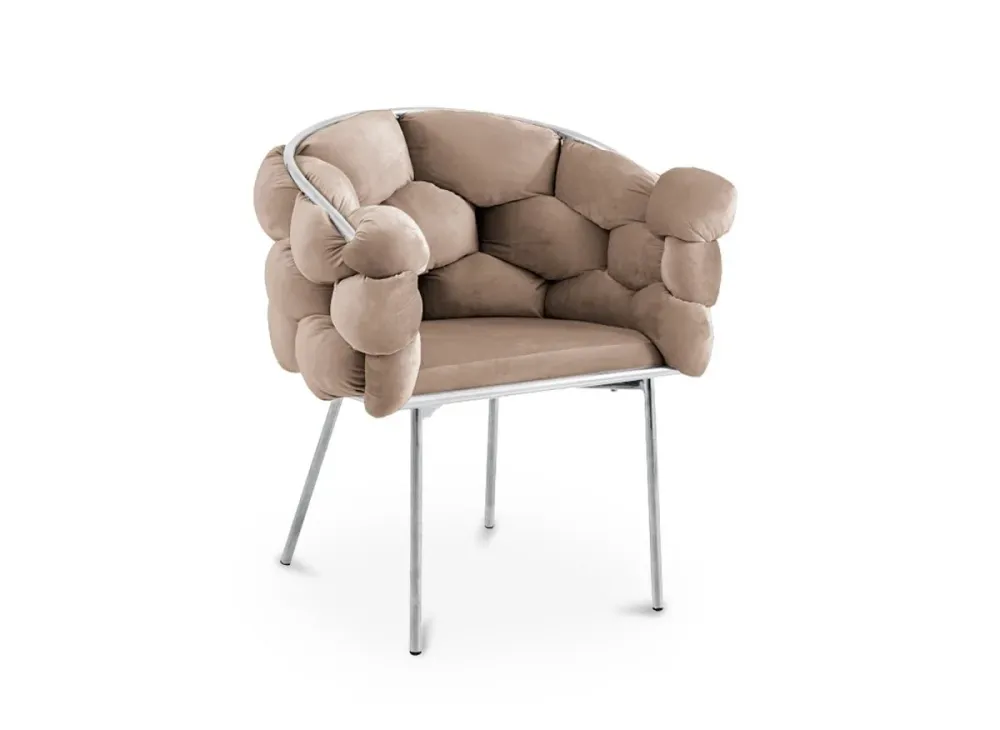 Set di 2 sedie velluto beige con gambe metallo argentato CHARLOTTE NBC