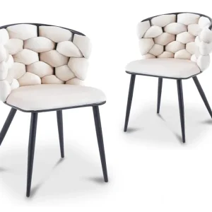 Set di 2 sedie velluto beige con gambe metallo nero CECILE NBC