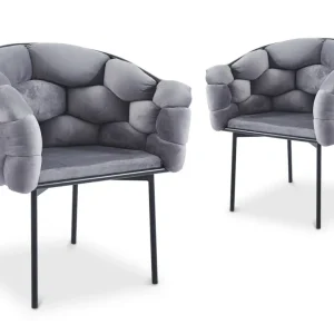 Set di 2 sedie velluto grigio con gambe metallo nero CHARLOTTE NBC