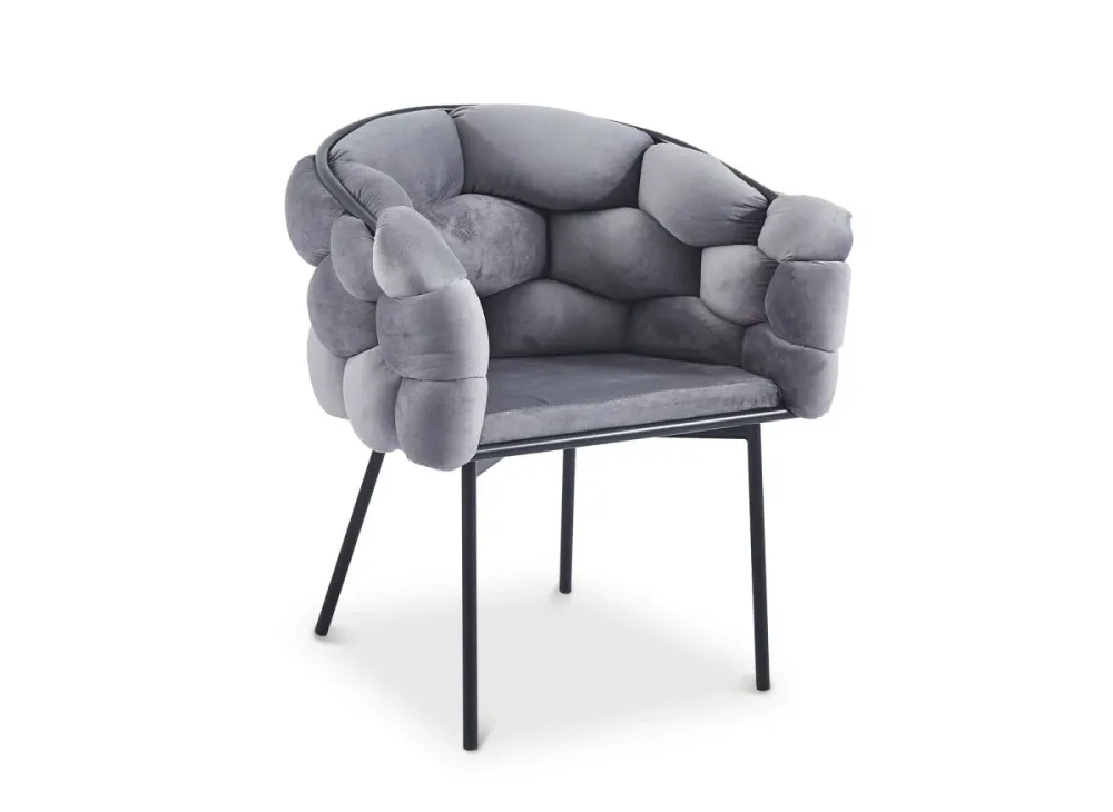 Set di 2 sedie velluto grigio con gambe metallo nero CHARLOTTE NBC