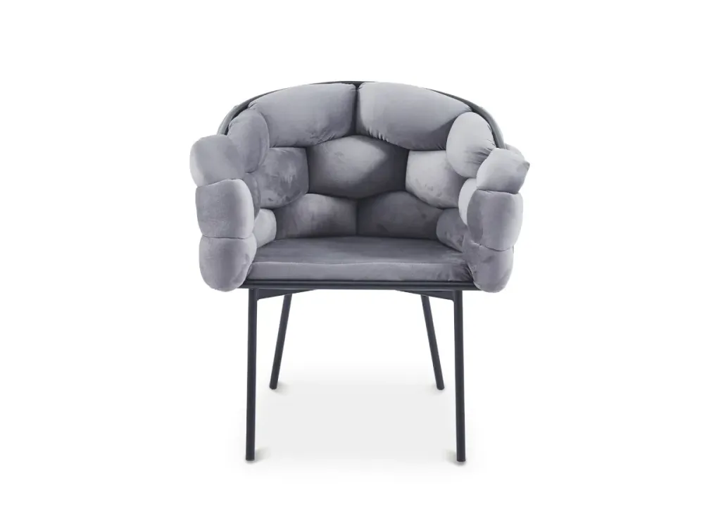 Set di 2 sedie velluto grigio con gambe metallo nero CHARLOTTE NBC