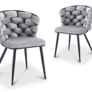 Set di 2 sedie velluto grigio con gambe metallo nero CECILE NBC