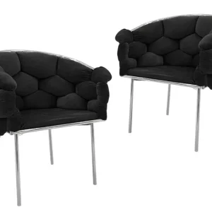 Set di 2 sedie velluto nero con gambe metallo argentato CHARLOTTE NBC
