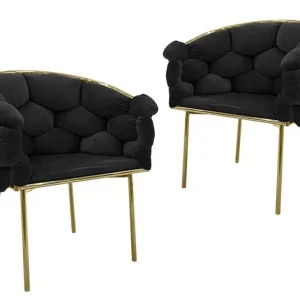 Set di 2 sedie velluto nero con gambe metallo dorato CHARLOTTE NBC