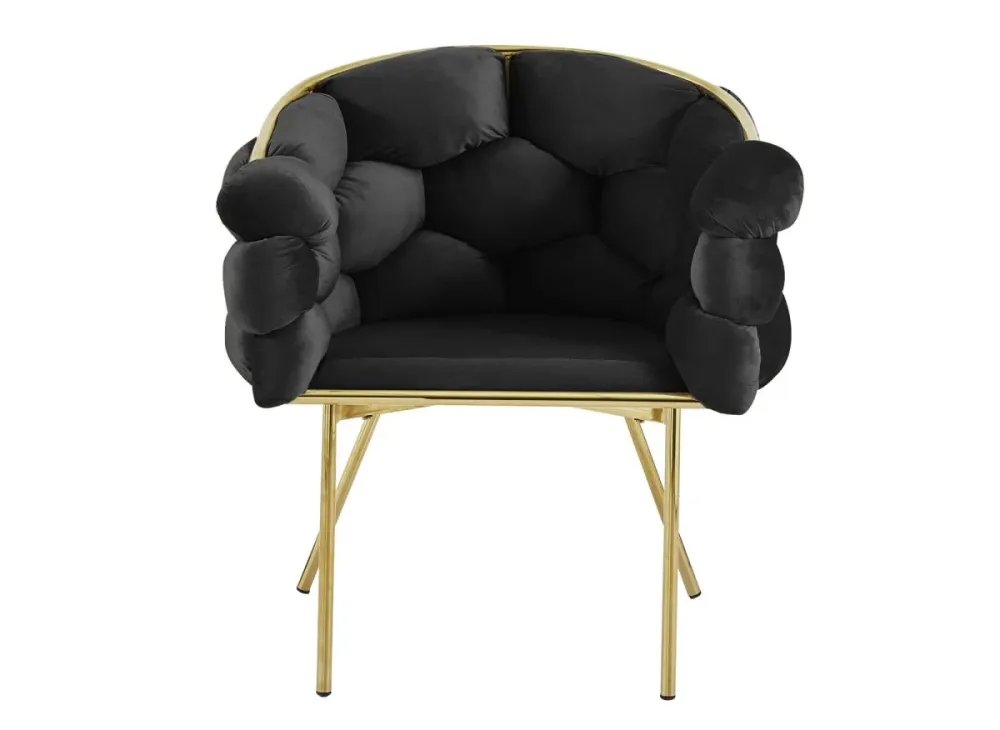 Set di 2 sedie velluto nero con gambe metallo dorato CHARLOTTE NBC