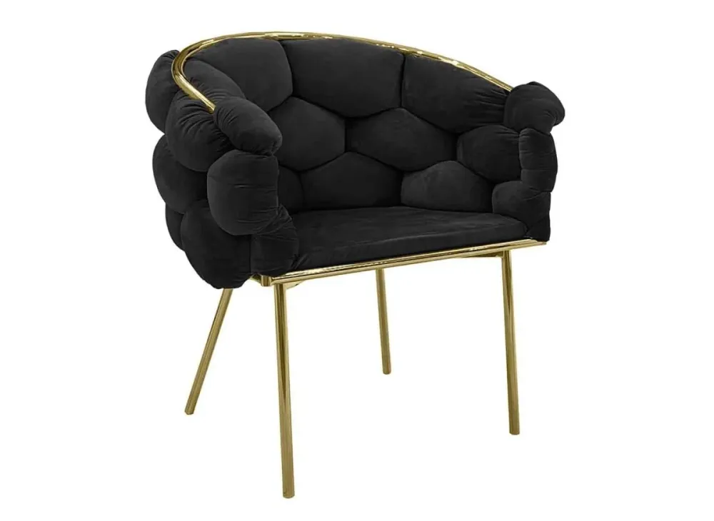 Set di 2 sedie velluto nero con gambe metallo dorato CHARLOTTE NBC