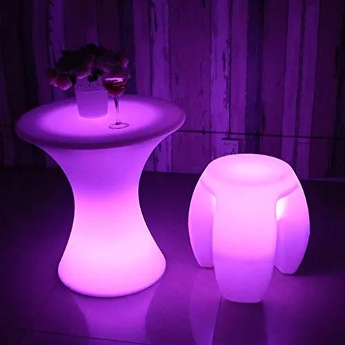 NDHENG LED Sedia Sgabello plastica Sgabello Bar con Creativa, Colore Telecomando Impermeabile per Esterni -Sedia Bar con B...
