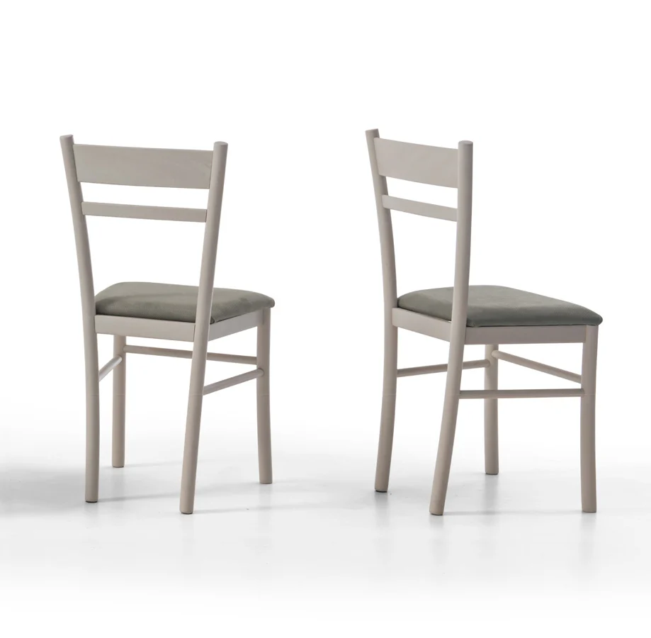 Netia - Set da 2 Sedia legno classica seduta ecopelle cm 43x41x89h - vari colori