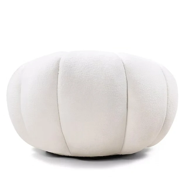 Poltrona LOEL bianca con base girevole, bouclé, forme arrotondate NOVA NOOK