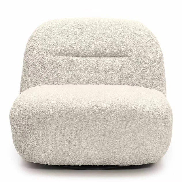 Poltrona lounge BOCHIC con base girevole, crema, bouclè NOVA NOOK