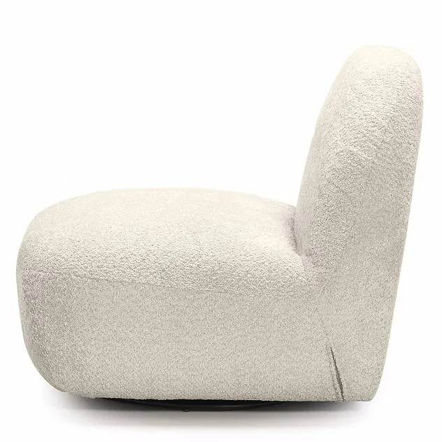 Poltrona lounge BOCHIC con base girevole, crema, bouclè NOVA NOOK