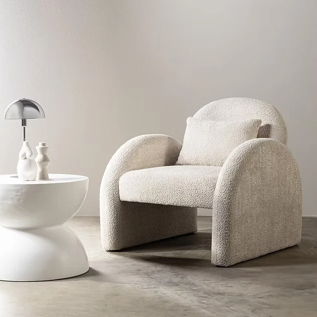 Poltrona lounge JADA, beige chiaro, arrotondata NOVA NOOK