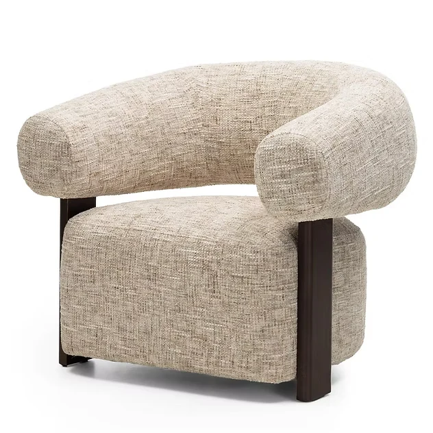 Poltrona MONIQUE, beige-grigio/noce, forme arrotondate NOVA NOOK