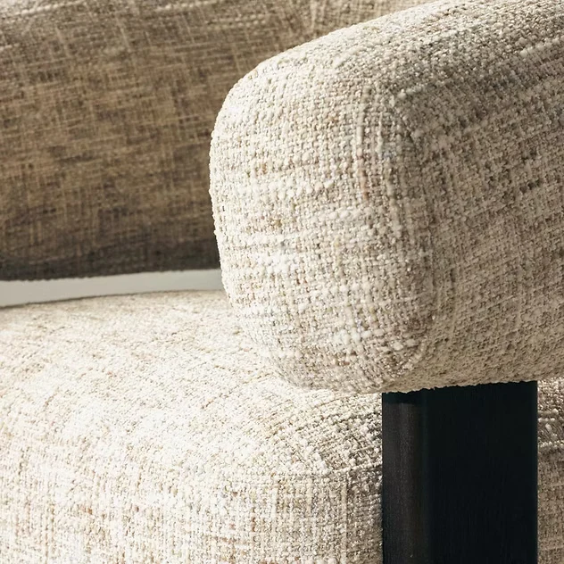 Poltrona MONIQUE, beige-grigio/noce, forme arrotondate NOVA NOOK