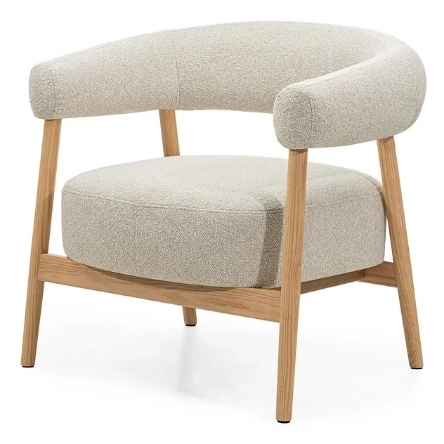 Sedia/poltrona imbottita MUE, beige chiaro/legno di quercia, arrotondata minimo 2 pz NOVA NOOK