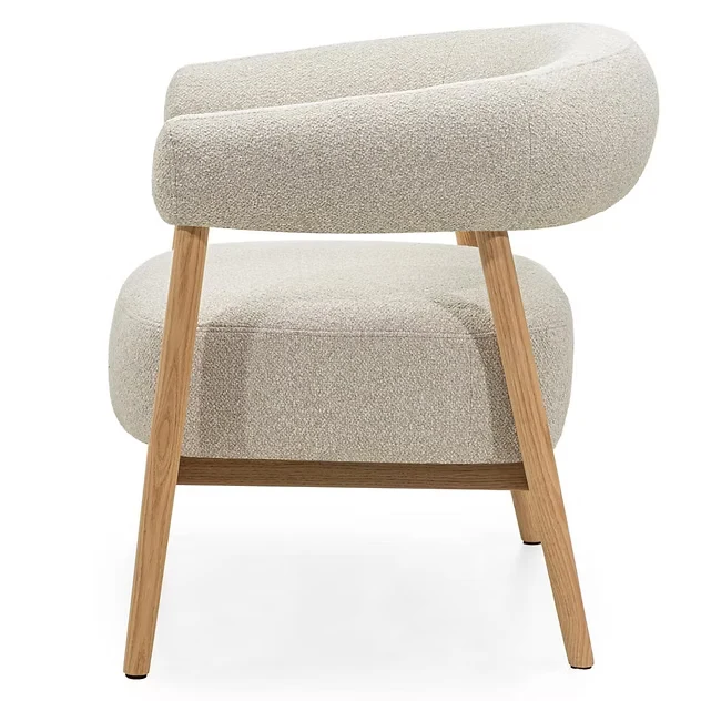 Sedia/poltrona imbottita MUE, beige chiaro/legno di quercia, arrotondata minimo 2 pz NOVA NOOK