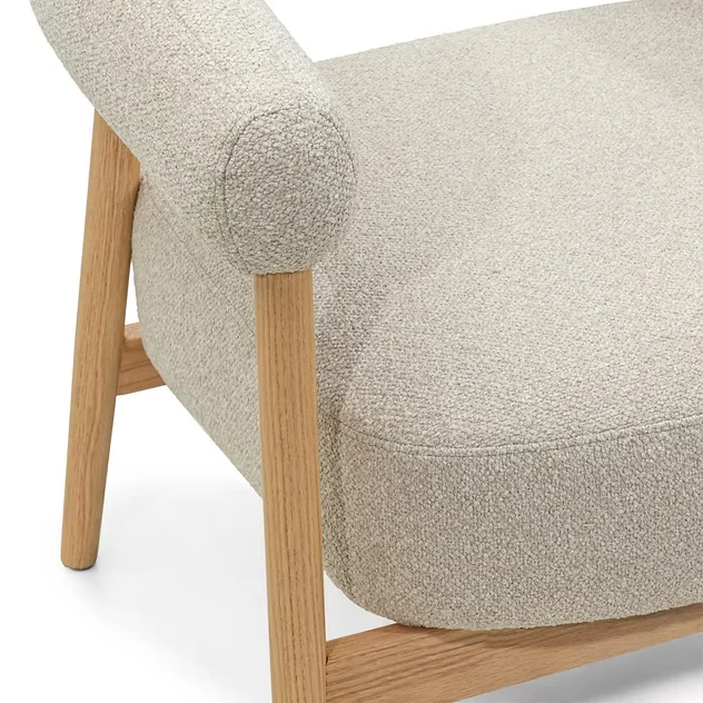 Sedia/poltrona imbottita MUE, beige chiaro/legno di quercia, arrotondata minimo 2 pz NOVA NOOK