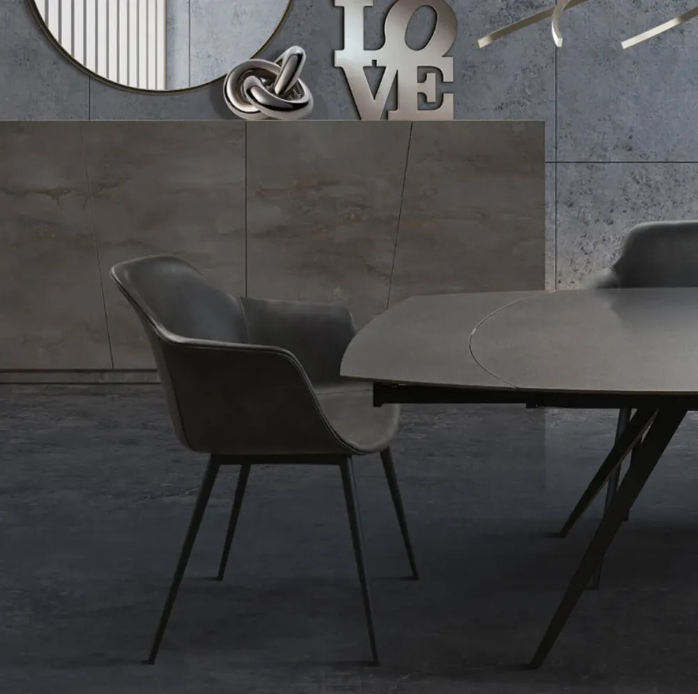 NOVELLA - sedia moderna ecopelle cm 43 x 60 x 83 h Antracite Milani Home