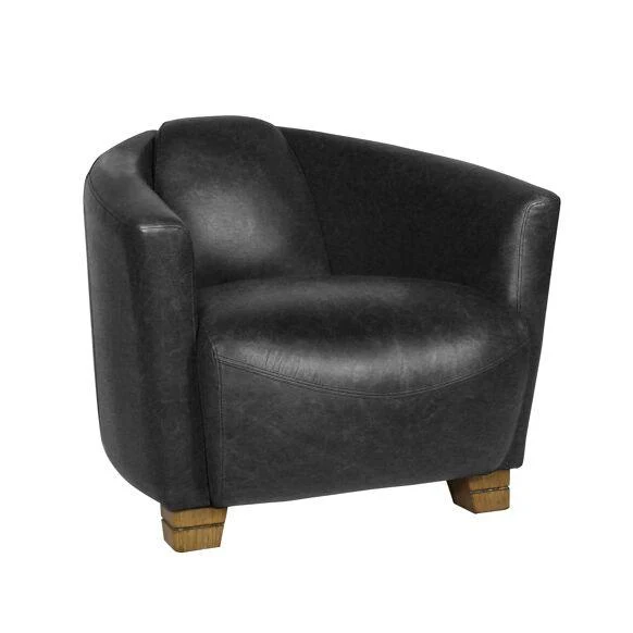 POLTRONA PELLE MUCCA NERA 81X85X67CM Porok Now's Home