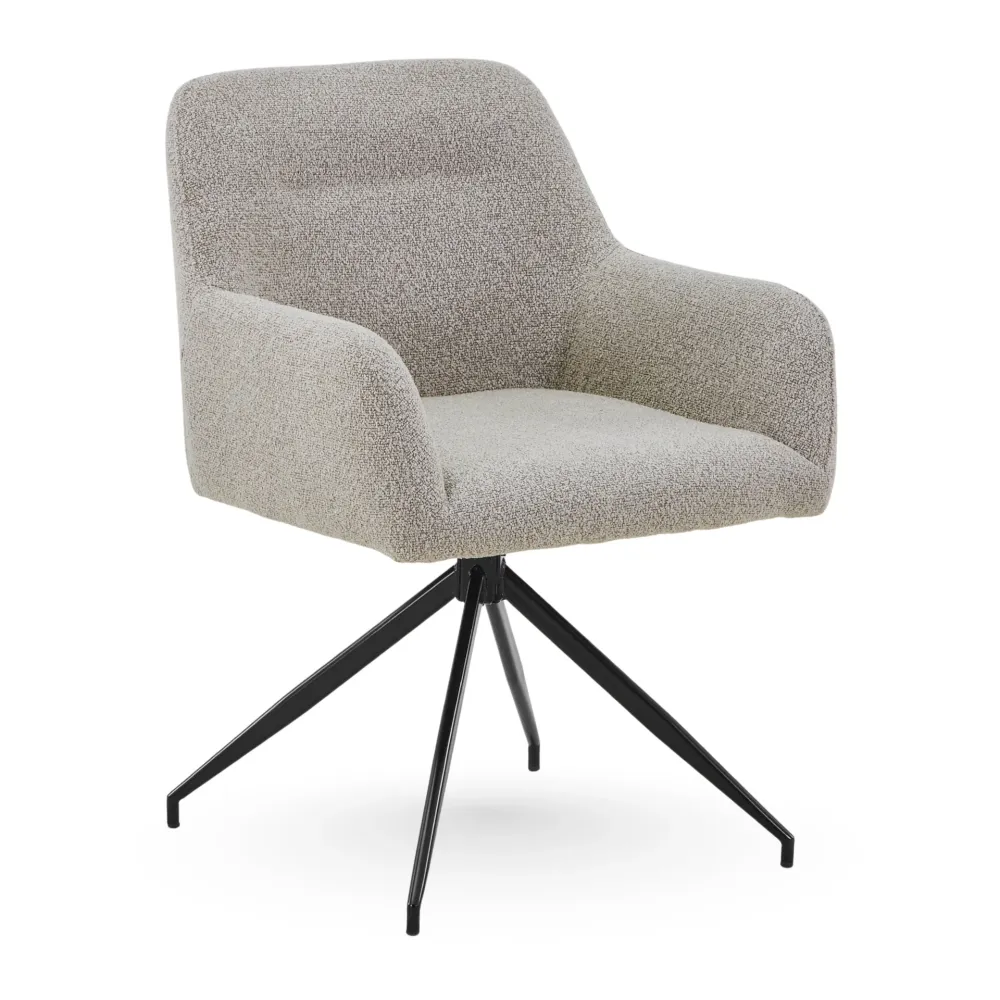 Ofelia sedia da pranzo - Boucle beige con rotazione 360 gradi