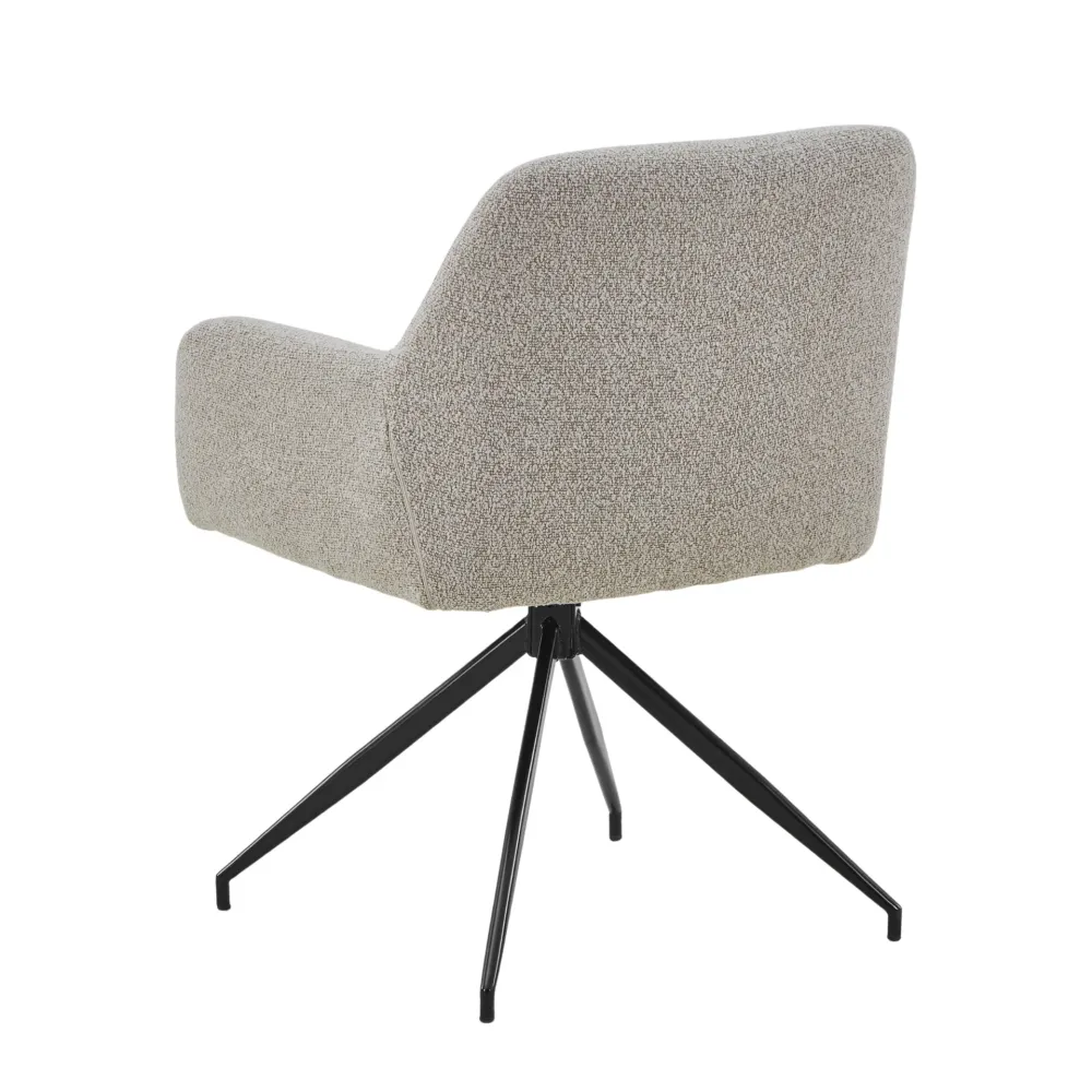 Ofelia sedia da pranzo - Boucle beige con rotazione 360 gradi
