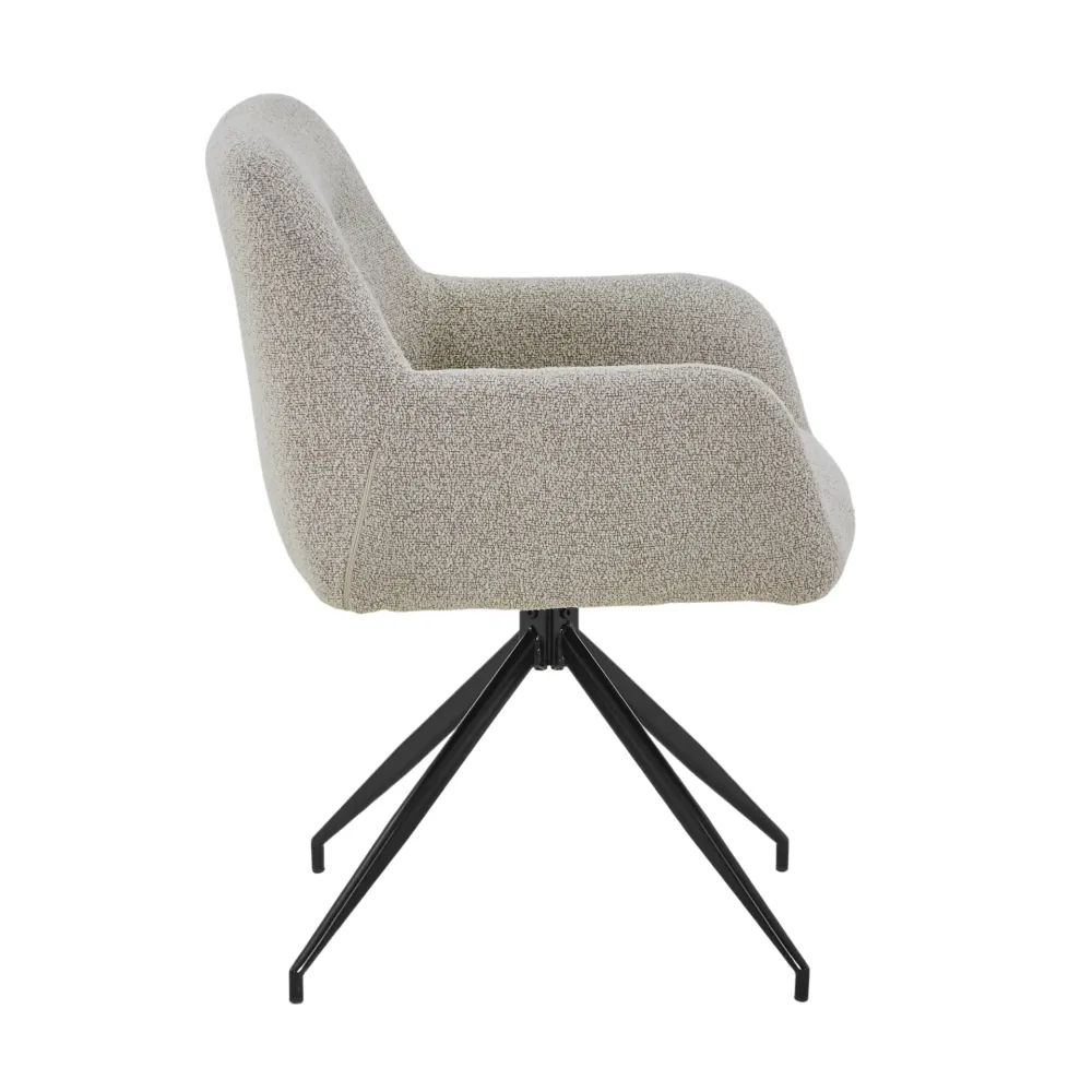 Ofelia sedia da pranzo - Boucle beige con rotazione 360 gradi