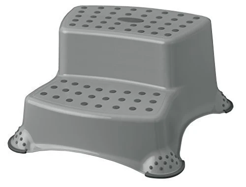 Sgabello Scalino Sgabello Due Livelli fino 120 kg Grigio OKT