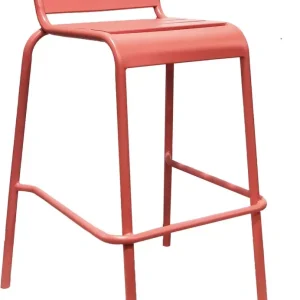 OPERA - sgabello da giardino impilabile ferro cm 50x51x95 h Rosso Corallo Milani Home