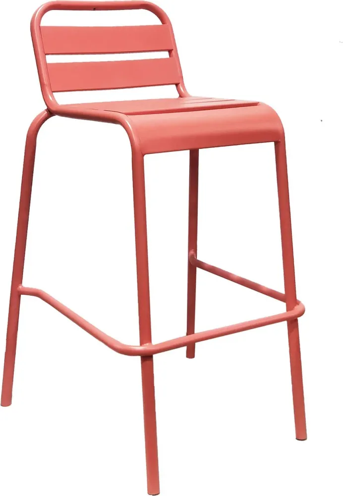 OPERA - sgabello da giardino impilabile ferro cm 50x51x95 h Rosso Corallo Milani Home