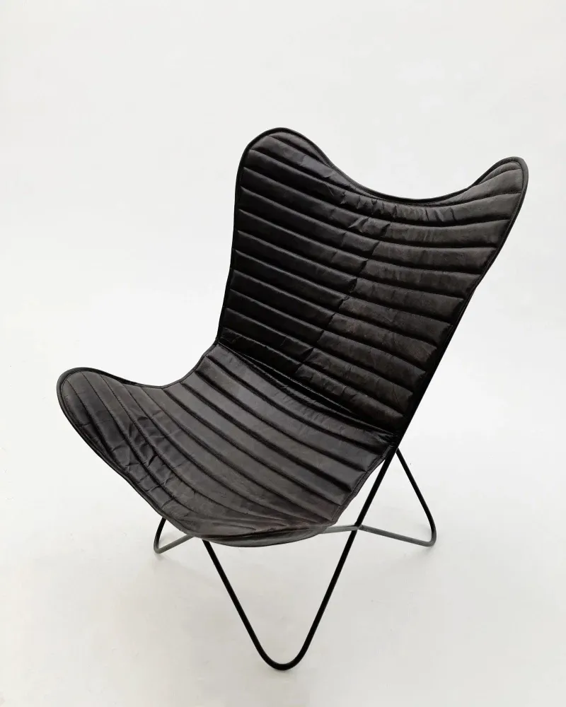 Poltrona pelle e ferro Vintage Black orchidea 1981 milano